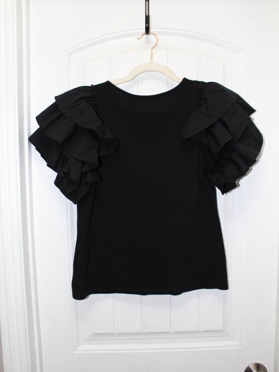 The Harlowe & Graham Women's Medium Boho Tie Front V-neck Top in colorful geomet - Picture 7 of 10